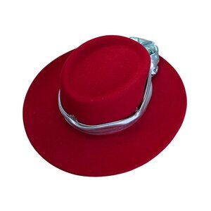 Vintage Dorfman Pasific Red Wool Felt Hat WMetalic  Ribbon